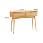 Lounea - Console 2 Tiroirs Avec Cannage - Naturel