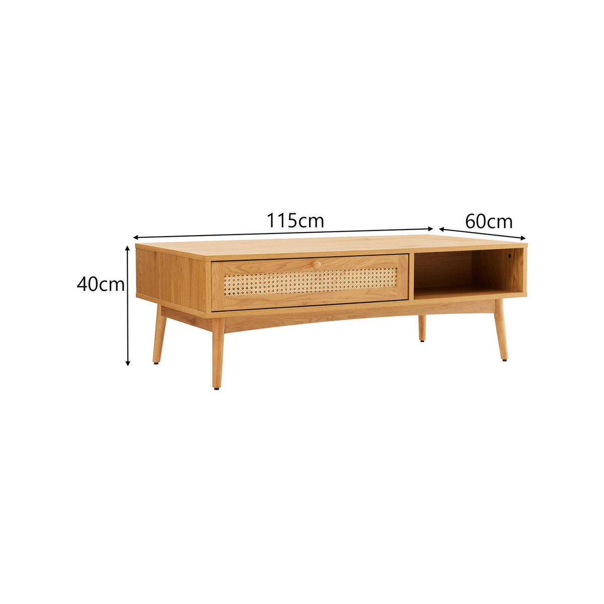 Lounea - Table Basse 1 Tiroir Avec Cannage - Naturel