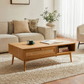 Lounea - Table Basse 1 Tiroir Avec Cannage - Naturel