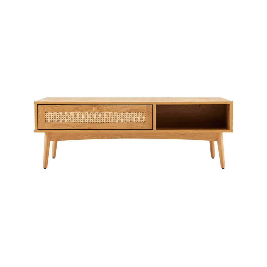 Lounea - Table Basse 1 Tiroir Avec Cannage - Naturel