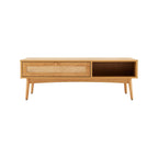 Lounea - Table Basse 1 Tiroir Avec Cannage - Naturel