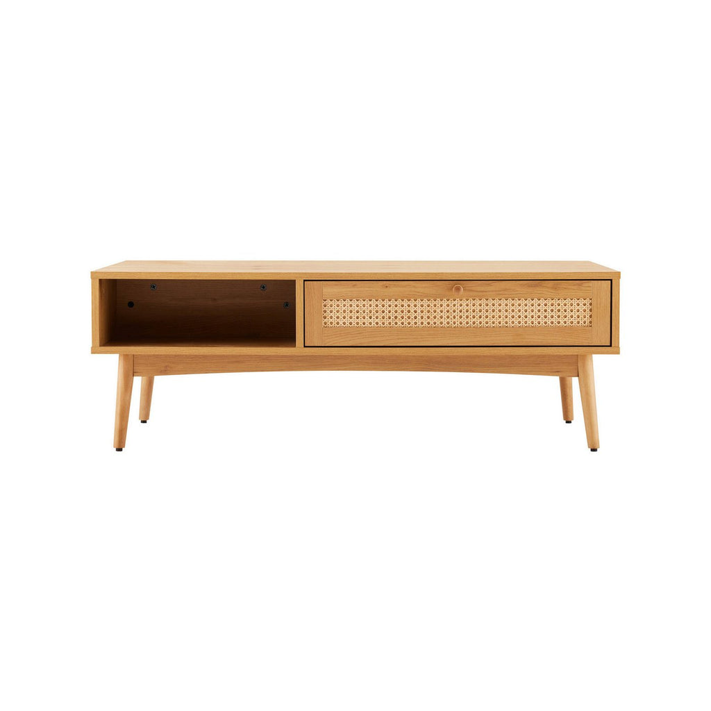 Lounea - Table Basse 1 Tiroir Avec Cannage - Naturel