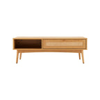 Lounea - Table Basse 1 Tiroir Avec Cannage - Naturel