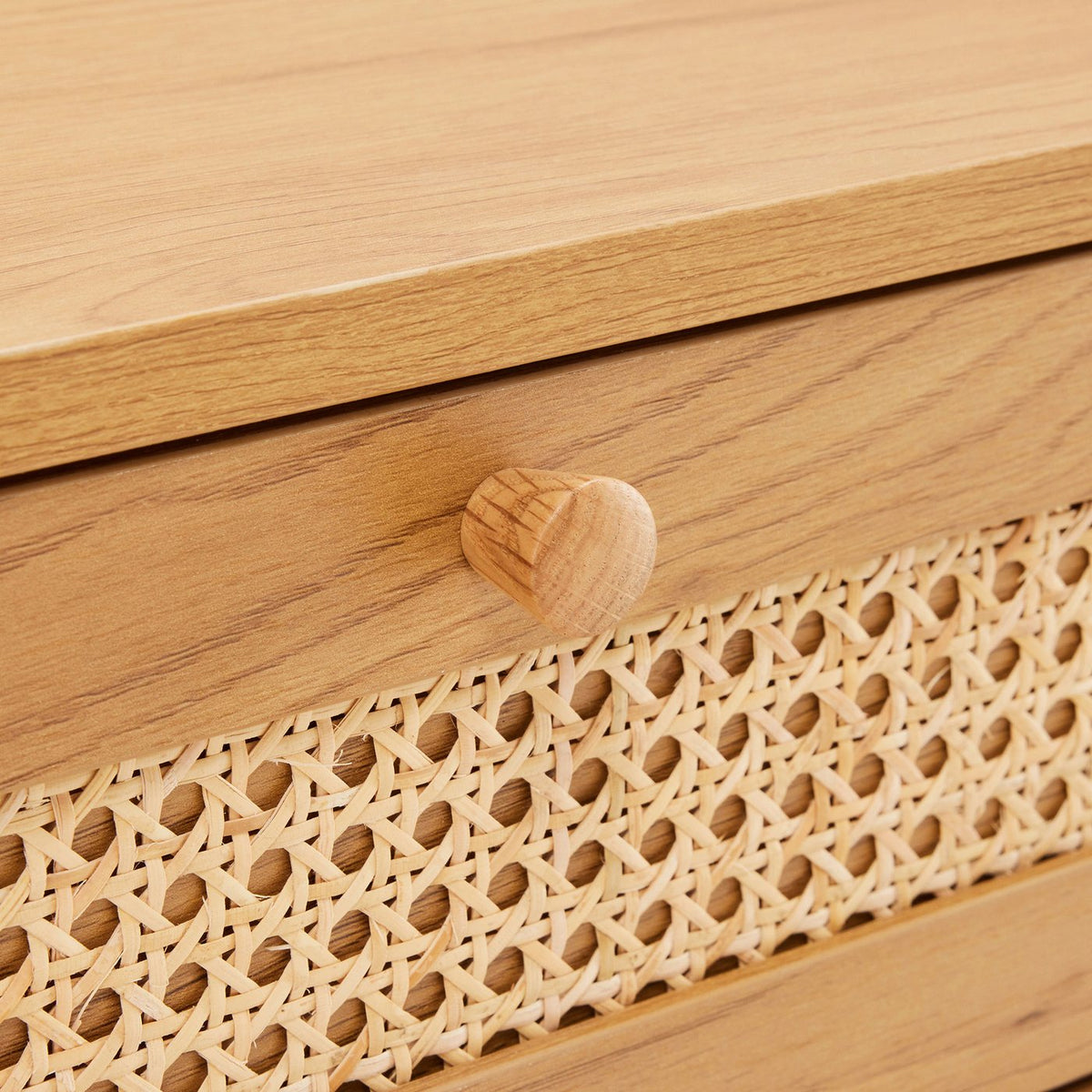 Lounea - Table Basse 1 Tiroir Avec Cannage - Naturel