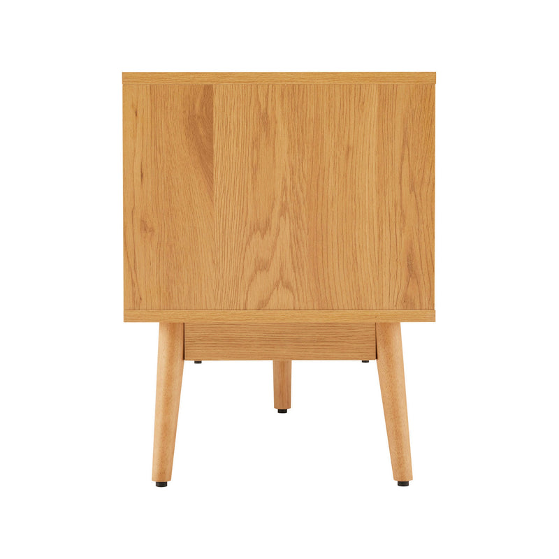 Lounea - Meuble Tv 2 Portes Avec Cannage - Naturel