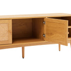 Lounea - Mueble para TV de 2 puertas con rejilla - Natural