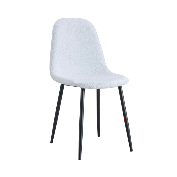 Lot De 4 Chaises En Tissu Bouclette - Blanc