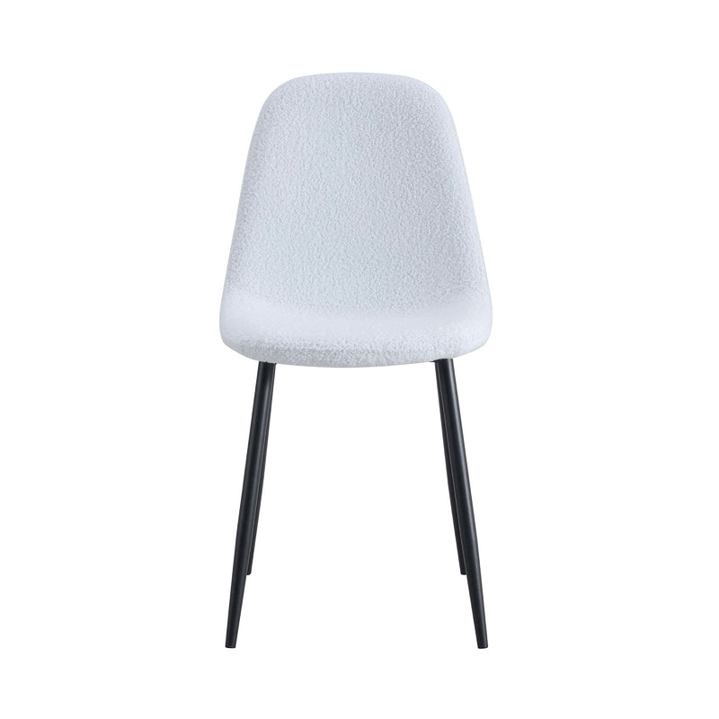 Lot De 4 Chaises En Tissu Bouclette - Blanc