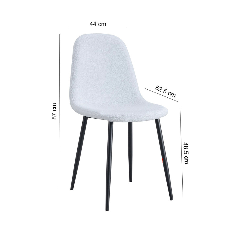 Lot De 4 Chaises En Tissu Bouclette - Blanc
