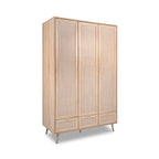 Kessi - Armoire 3 Portes 3 Tiroirs Avec Cannage - Naturel