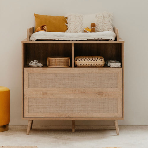 Kessi - Commode À Langer Avec Cannage - Naturel