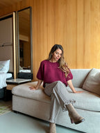 Gabriel Checked Ruffled Wide Leg Trousers