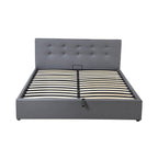 Tinali - Cama contenedor de Pu con cabecero + somier de láminas - Gris