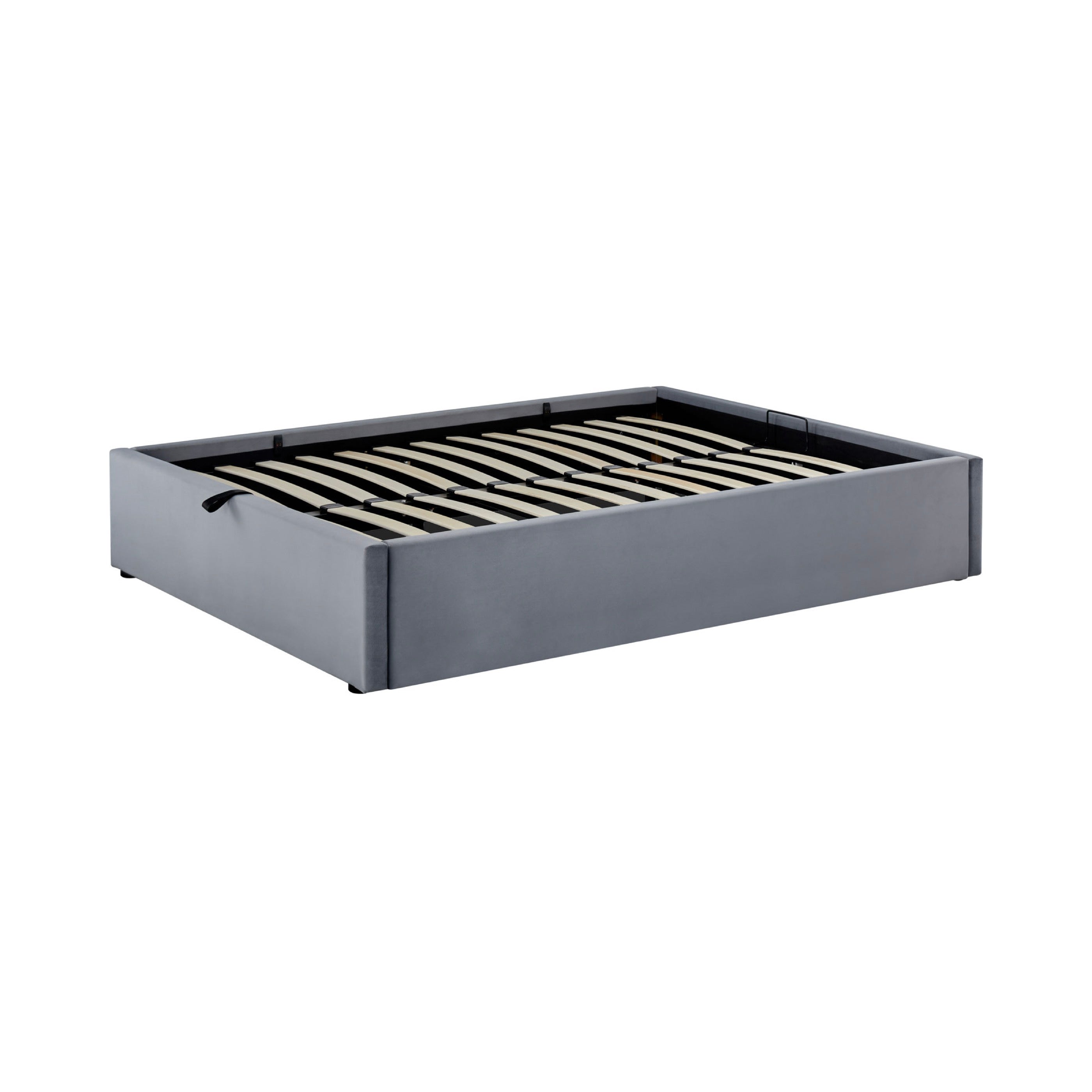 Parma - Velvet Storage Bed + Slatted Base - Gray