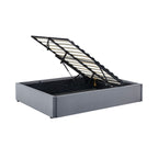 Parma - Velvet Storage Bed + Slatted Base - Gray