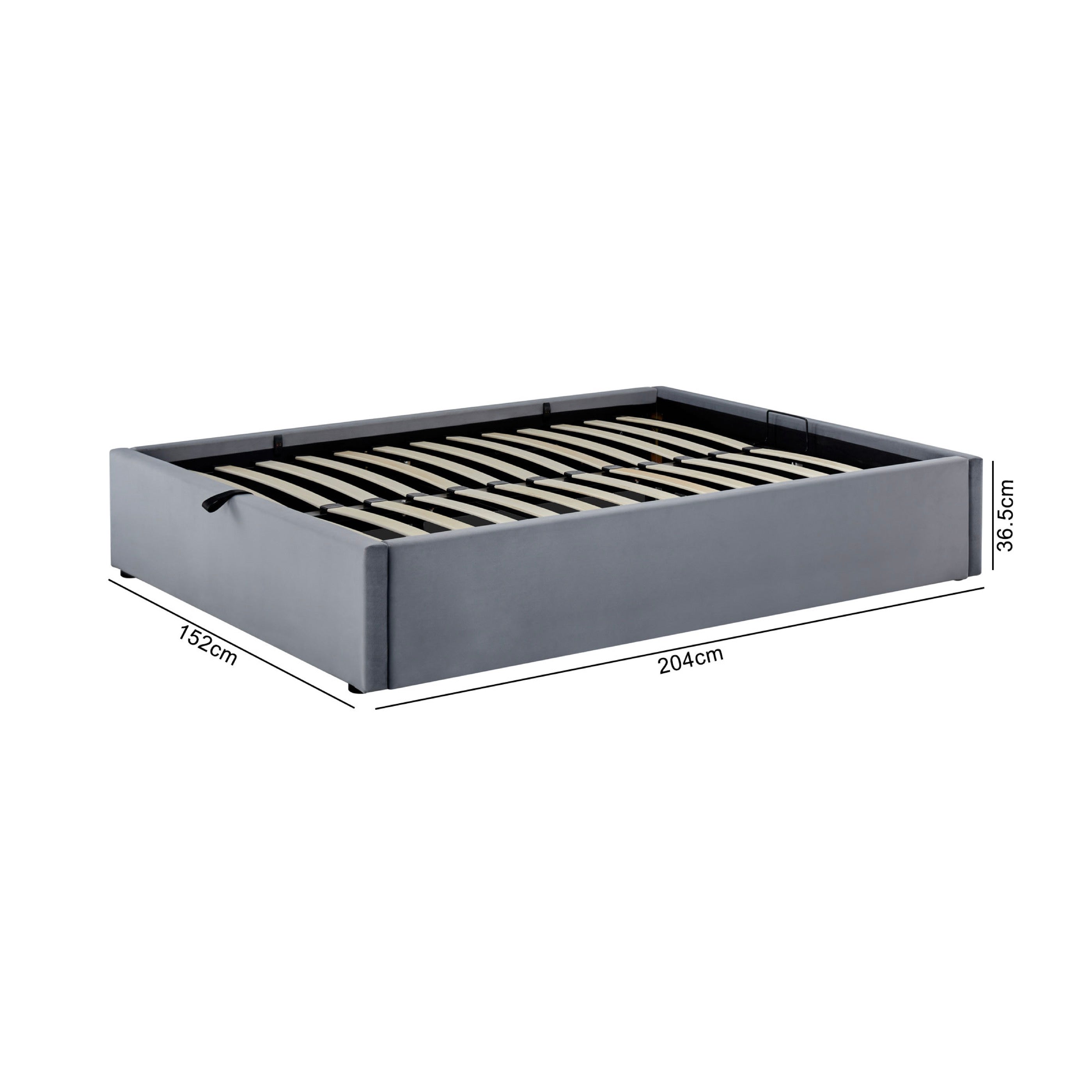 Parma - Velvet Storage Bed + Slatted Base - Gray