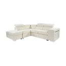 Sven - Canapé D'Angle À Gauche Convertible 7 Places Velours - Beige