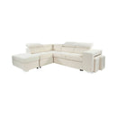 Sven - Canapé D'Angle À Gauche Convertible 7 Places Velours - Beige