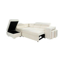 Sven - Canapé D'Angle À Gauche Convertible 7 Places Velours - Beige