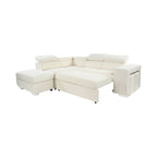 Sven - Sofá esquinero convertible de terciopelo de 7 plazas izquierdo - Beige