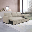 Cozy - Canapé D'Angle Réversible Et Convertible En Tissu - Beige