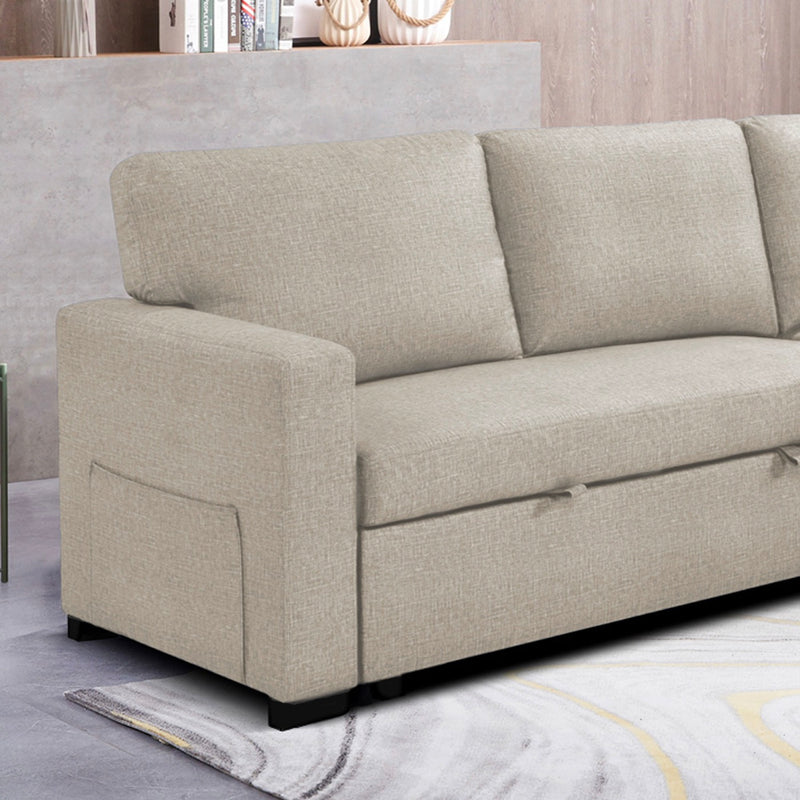 Cozy - Canapé D'Angle Réversible Et Convertible En Tissu - Beige