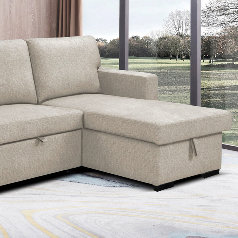Cozy - Canapé D'Angle Réversible Et Convertible En Tissu - Beige