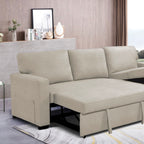 Cosy - Sofá esquinero de tela reversible y convertible - Beige