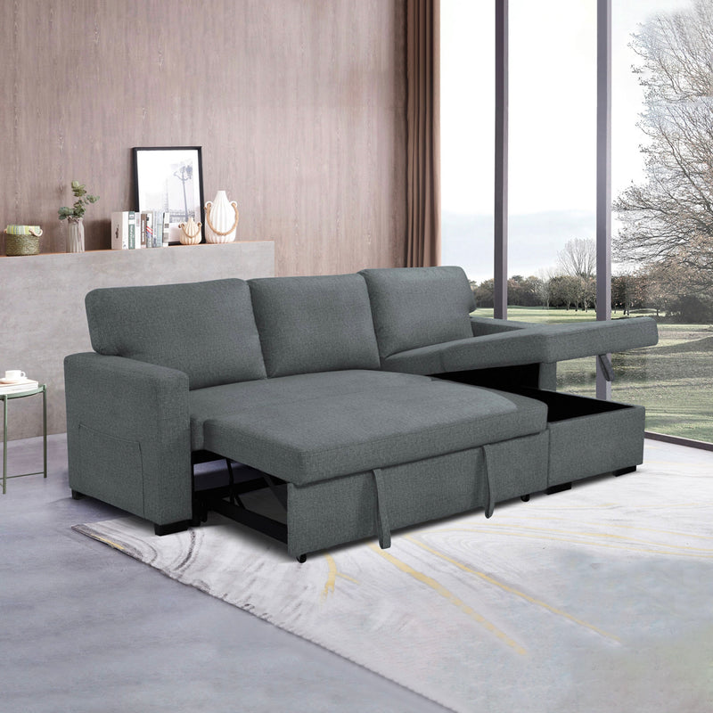 Cozy - Canapé D'Angle Réversible Et Convertible En Tissu - Gris Clair