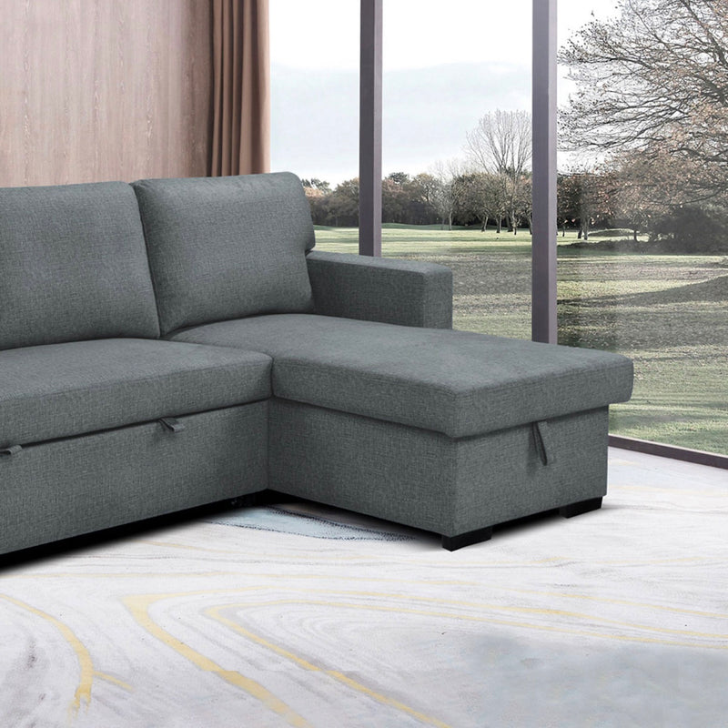 Cozy - Canapé D'Angle Réversible Et Convertible En Tissu - Gris Clair