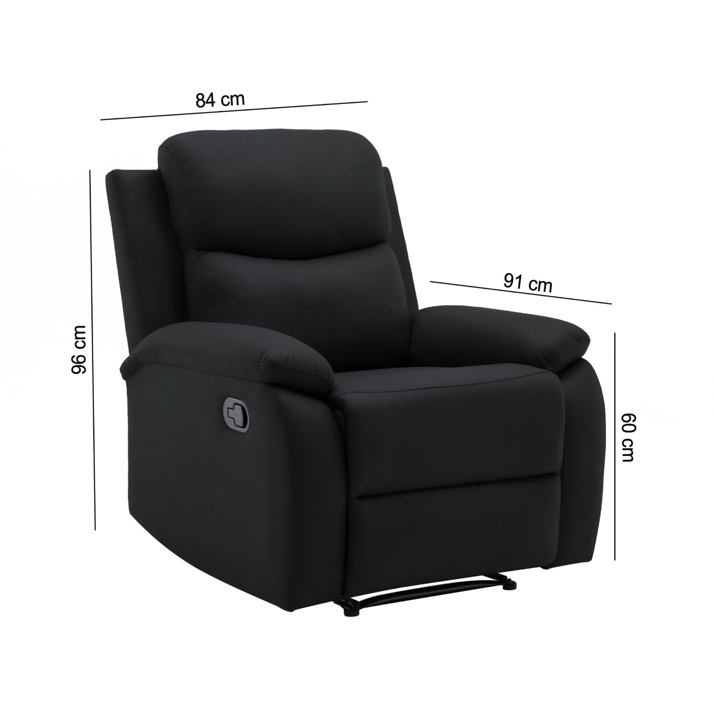 Zolara - Sillón de relajación manual de poliuretano - Negro