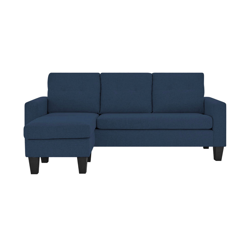 Lumina - Canapé D'Angle Réversible Avec Pouf En Microfibre - Bleu
