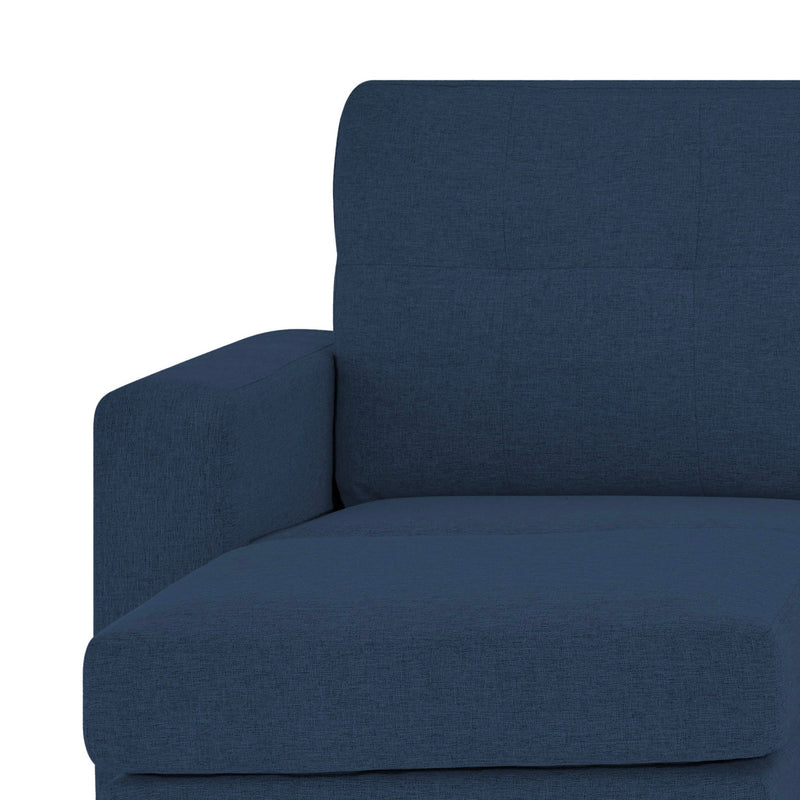 Lumina - Canapé D'Angle Réversible Avec Pouf En Microfibre - Bleu