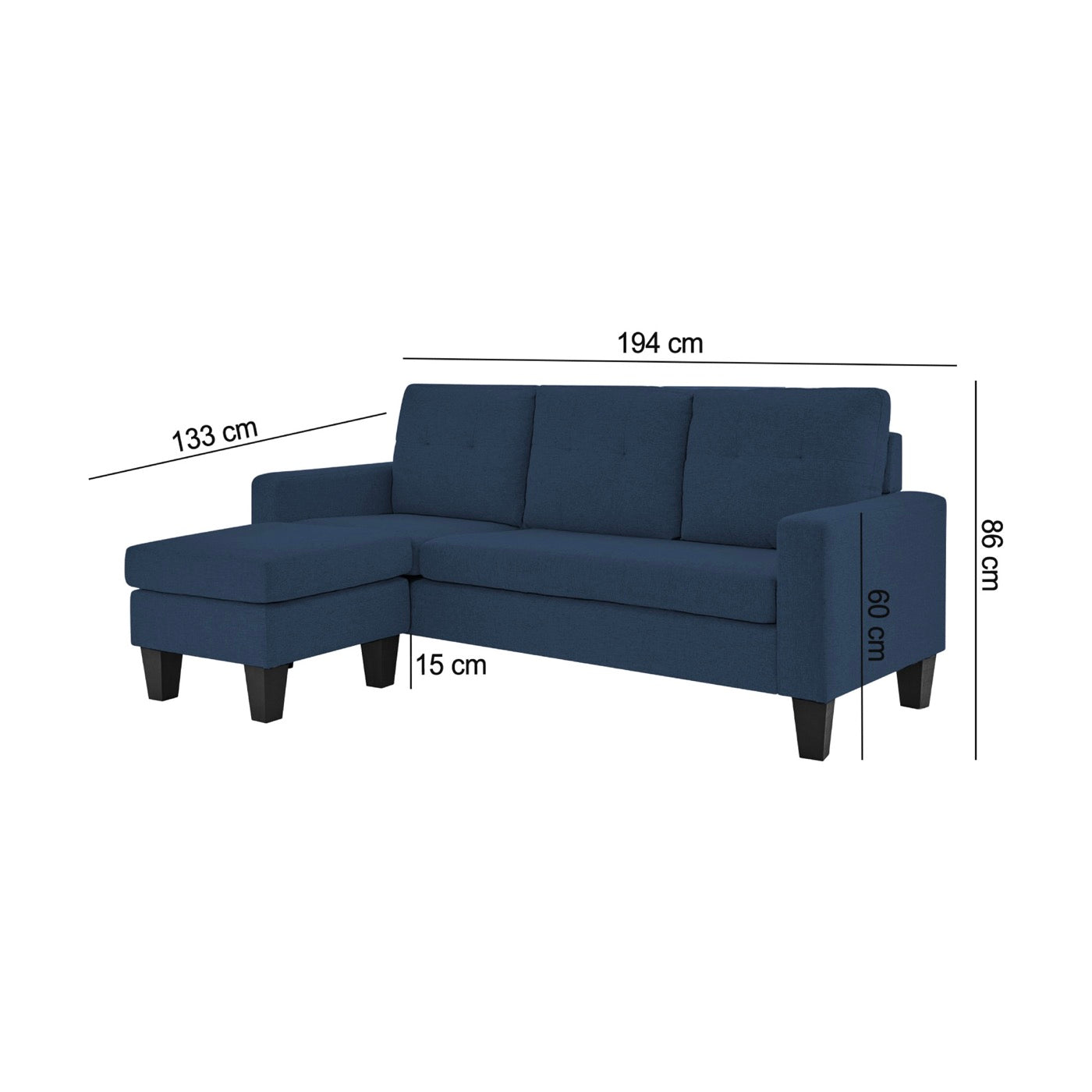 Lumina - Reversible Corner Sofa With Microfiber Ottoman - Blue