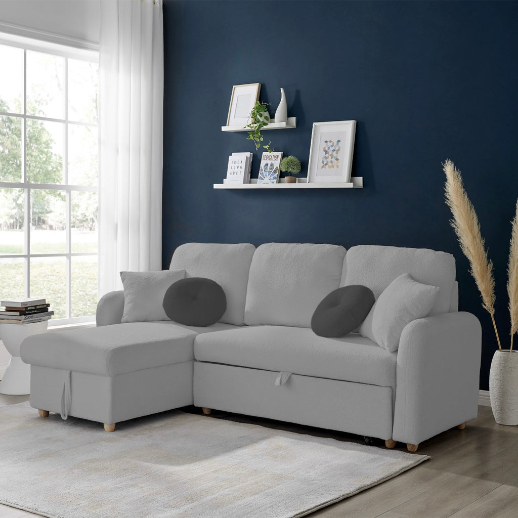 Siveco - Convertible Left Corner Sofa in Blouclette Fabric - Gray