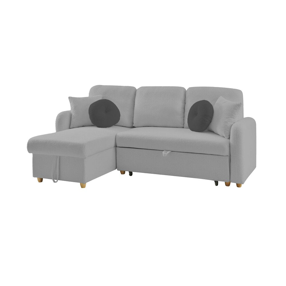 Siveco - Convertible Left Corner Sofa in Blouclette Fabric - Gray
