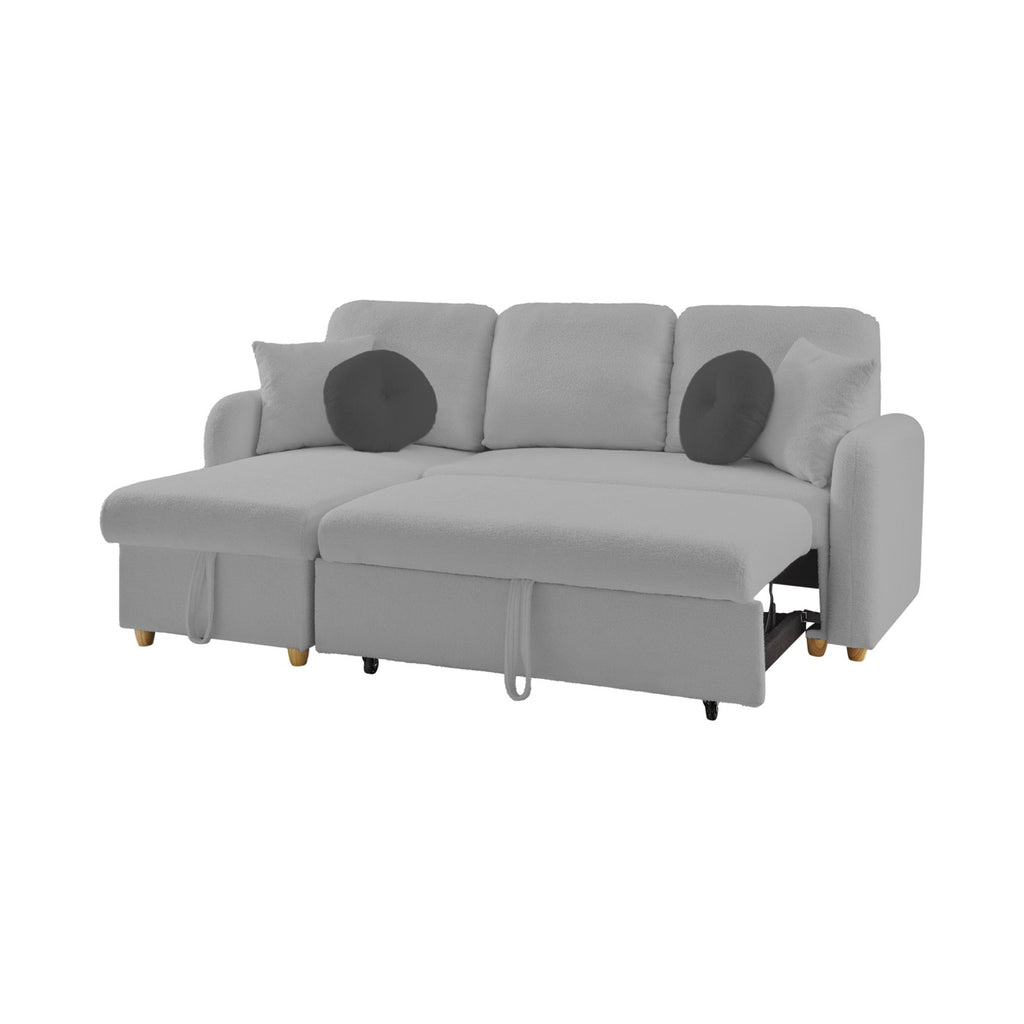Siveco - Convertible Left Corner Sofa in Blouclette Fabric - Gray