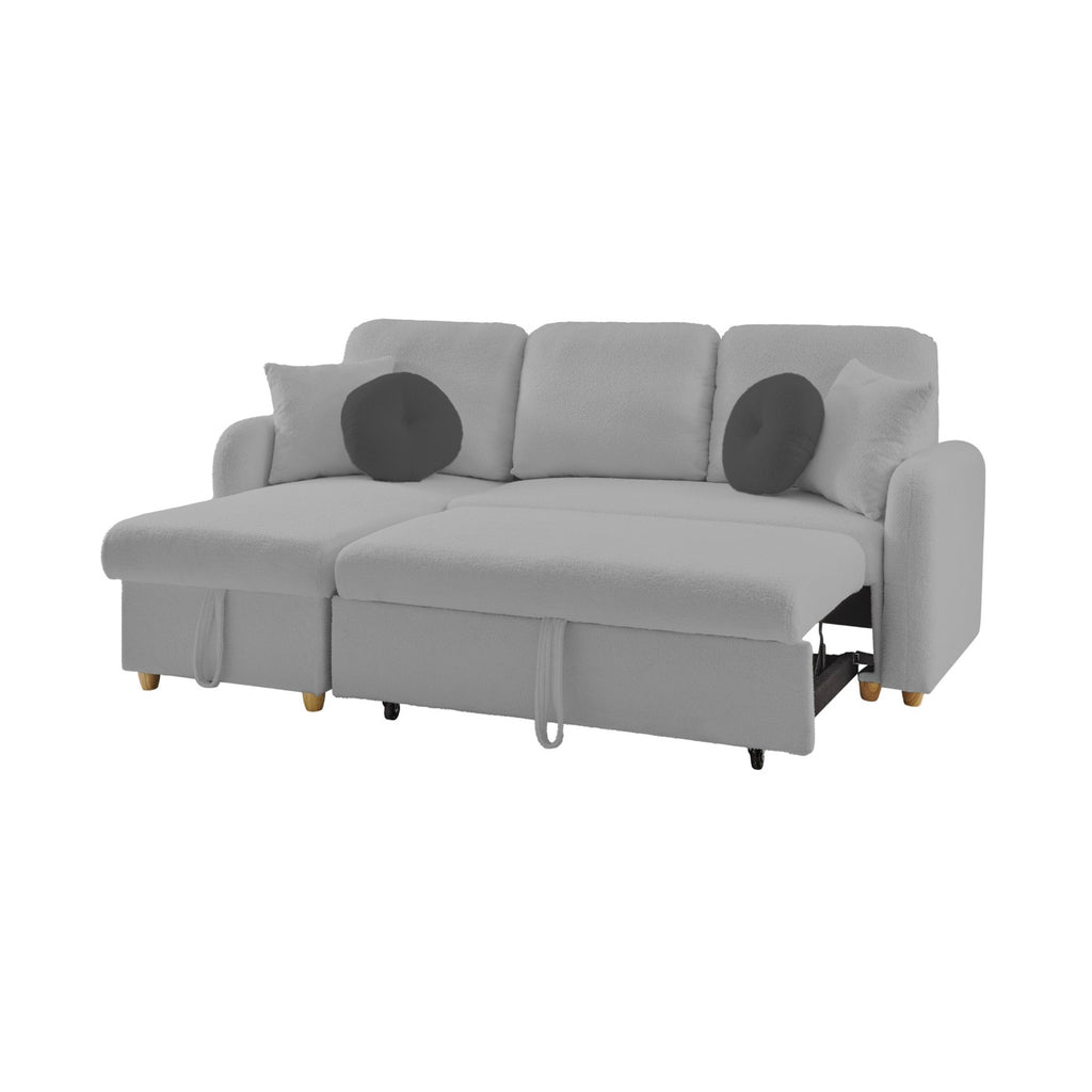 Siveco - Convertible Left Corner Sofa in Blouclette Fabric - Gray