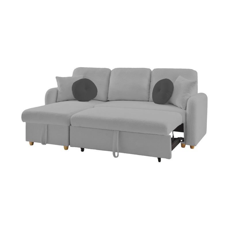 Siveco - Canapé D'Angle À Gauche Convertible Tissu Blouclette - Gris