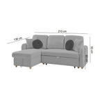 Siveco - Convertible Left Corner Sofa in Blouclette Fabric - Gray