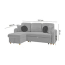 Siveco - Canapé D'Angle À Gauche Convertible Tissu Blouclette - Gris