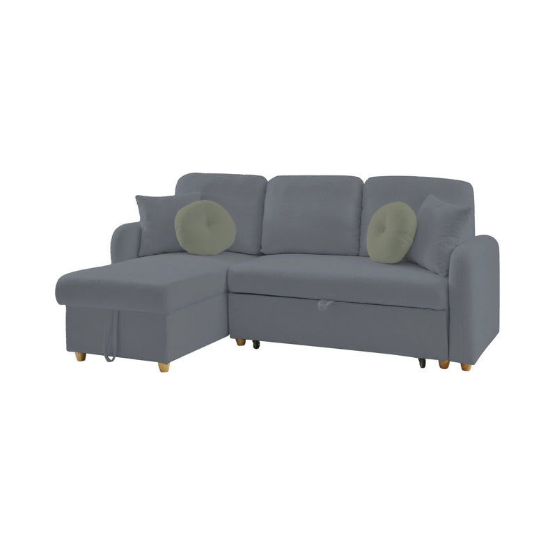 Siveco - Canapé D'Angle À Gauche Convertible Tissu Bouclette - Anthracite