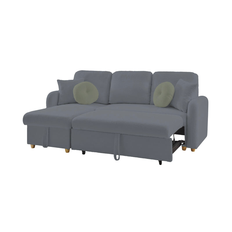 Siveco - Canapé D'Angle À Gauche Convertible Tissu Bouclette - Anthracite
