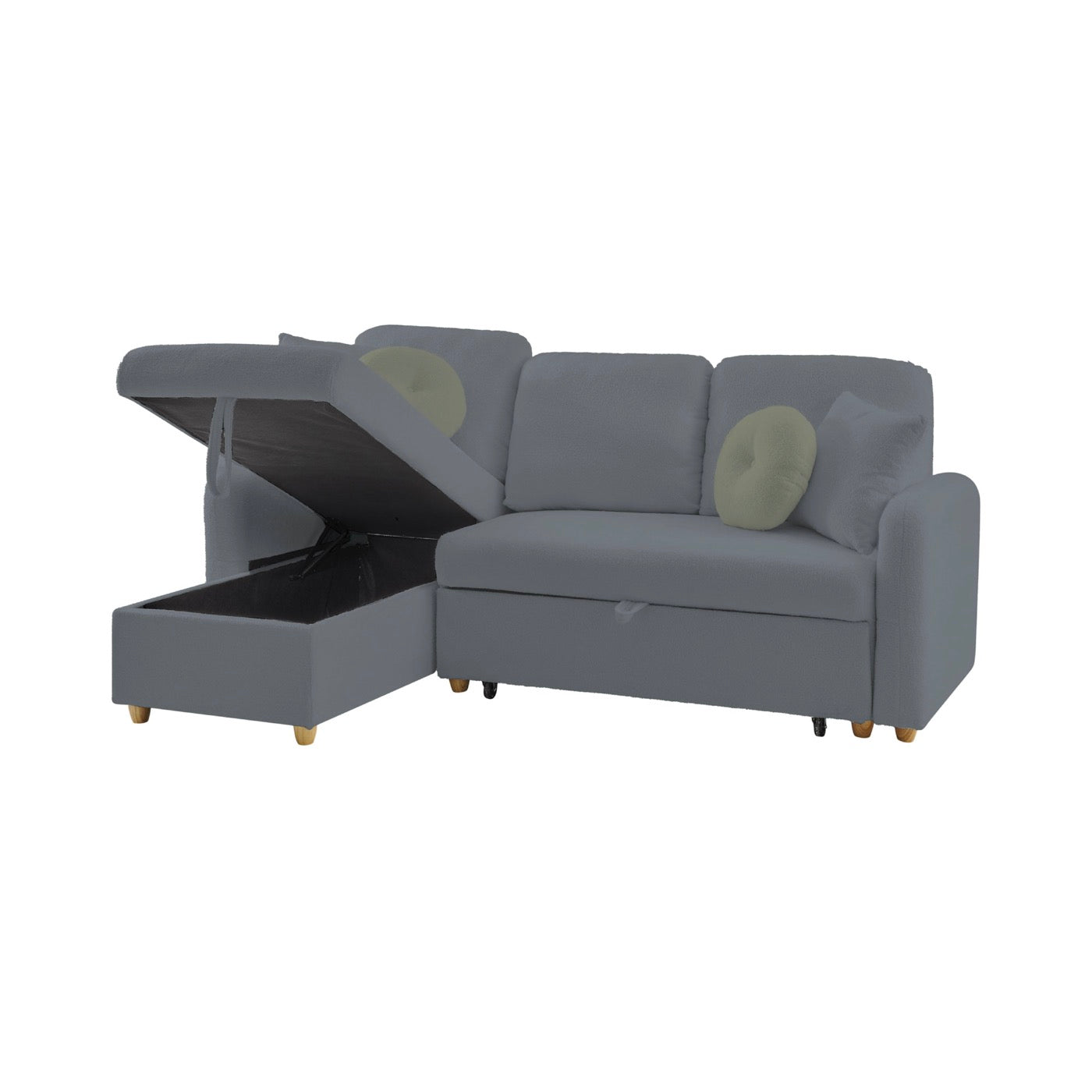 Siveco - Sofá esquinero convertible en tela Bouclette - Antracita
