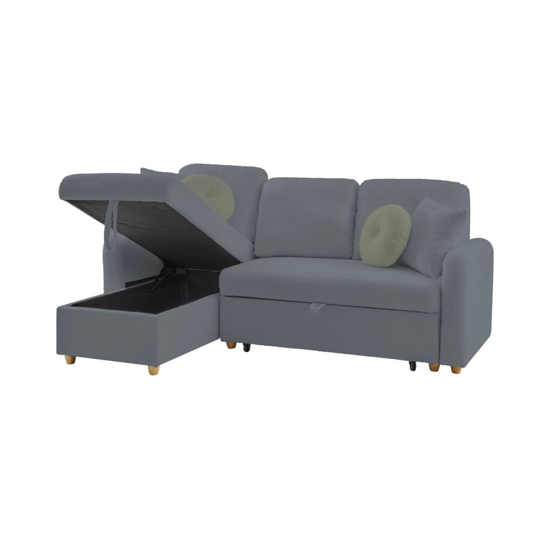 Siveco - Canapé D'Angle À Gauche Convertible Tissu Bouclette - Anthracite