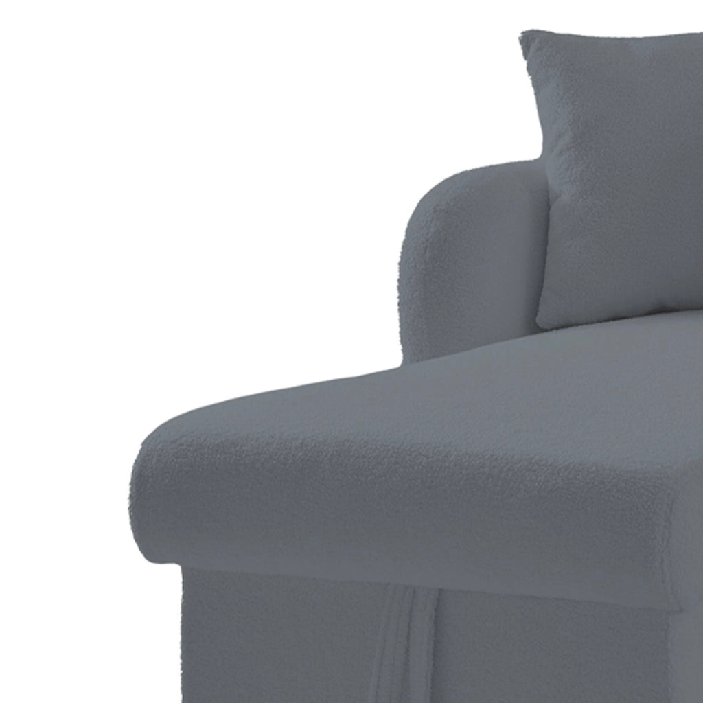 Siveco - Sofá esquinero convertible en tela Bouclette - Antracita