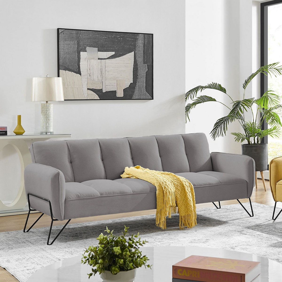 Vintex - Banquette 3 Places Clic-Clac - Microfibre - Gris