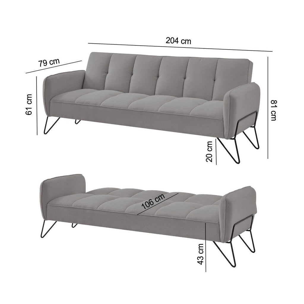 Vintex - Banquette 3 Places Clic-Clac - Microfibre - Gris