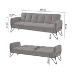 Vintex - Banquette 3 Places Clic-Clac - Microfibre - Gris