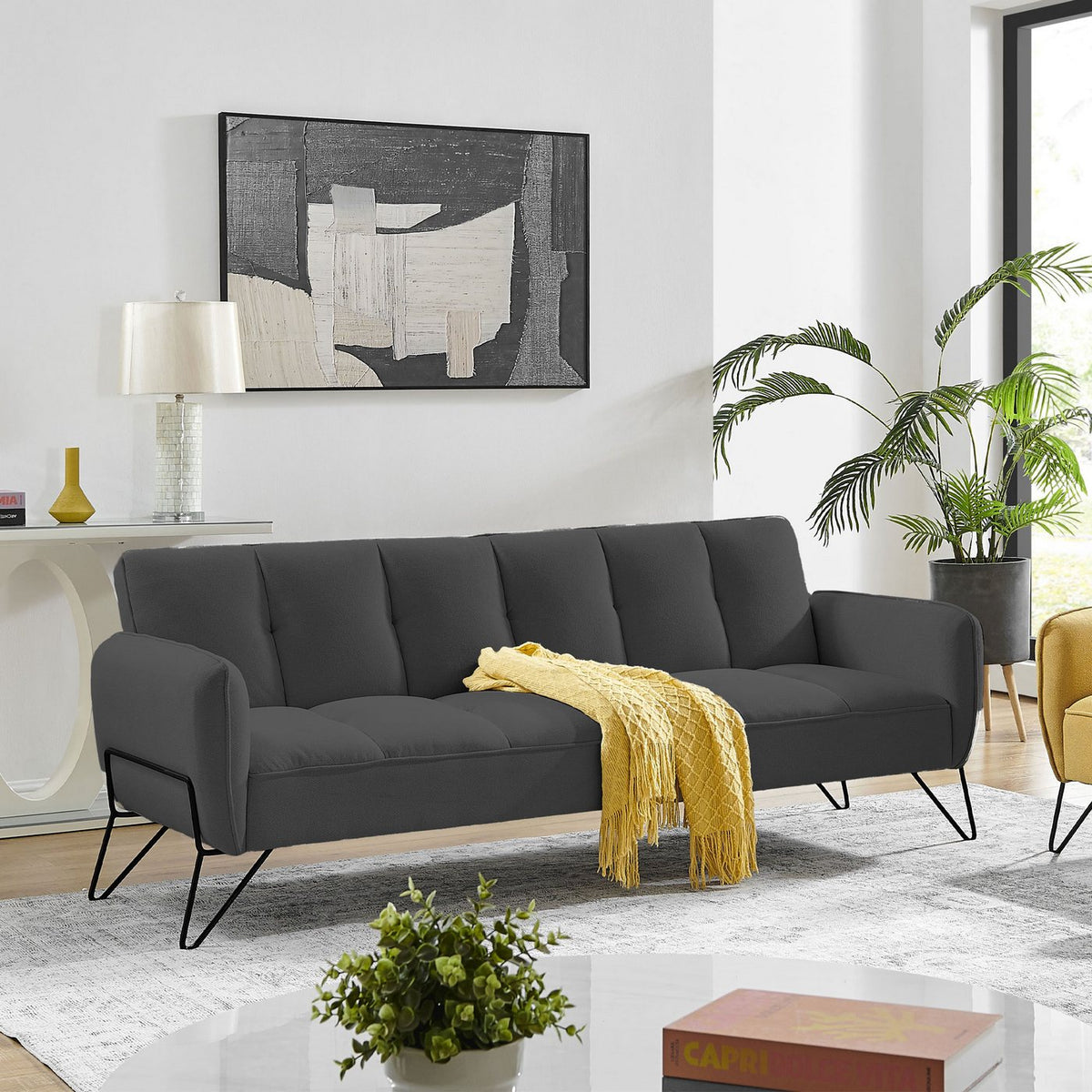 Vintex - Banquette 3 Places Clic-Clac - Microfibre - Anthracite